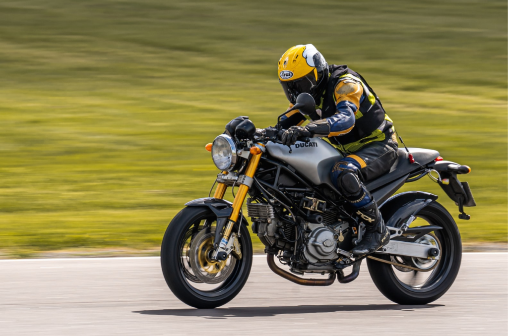 yellow helmet on ducati